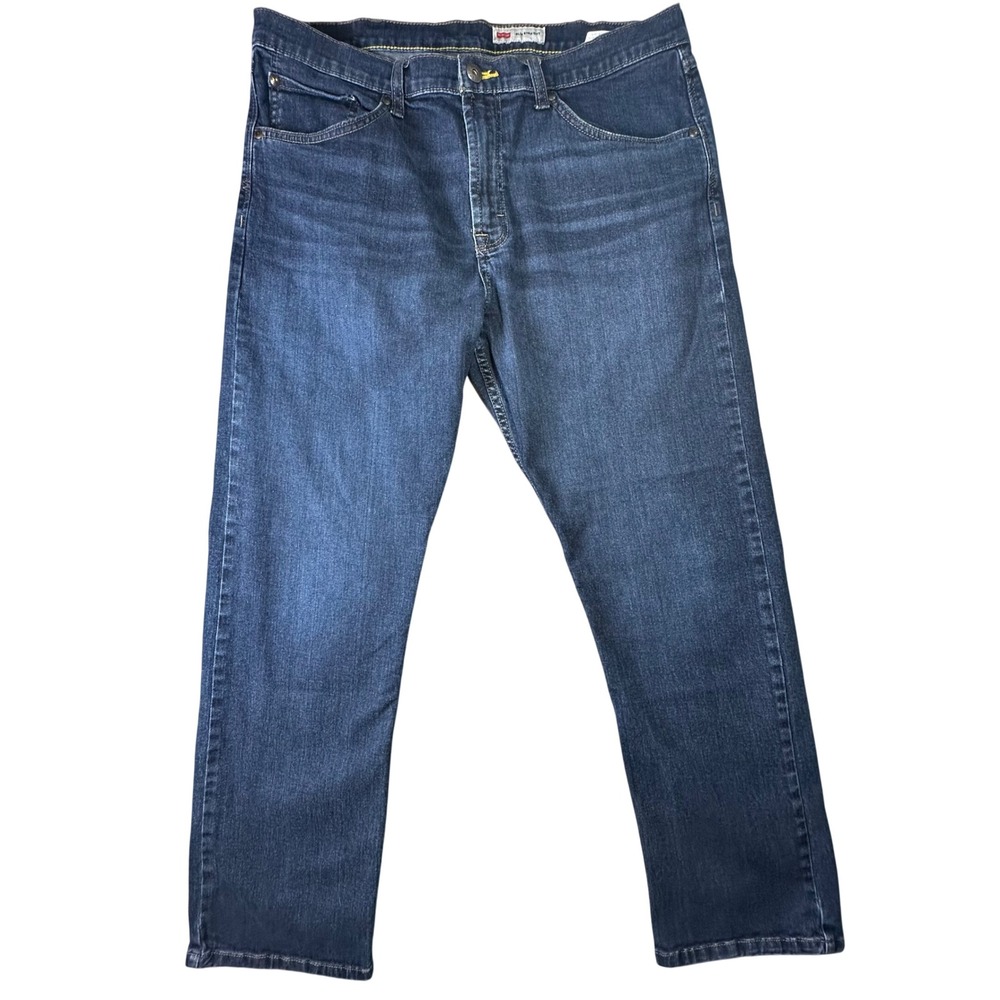 Wrangler Slim Straight Jeans Dark Wash Stretch Denim Casual 36x30 Blue